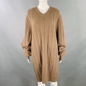 E'LEVE"E Size M Brown Cashmere Ribbed Long Sleeve Dress